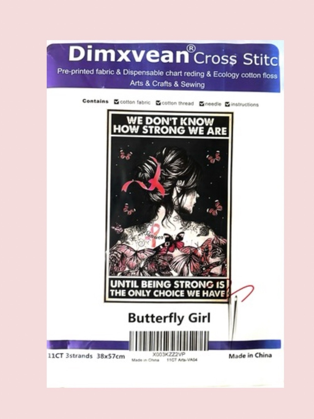 Butterfly Girl Cross Stitch Kit – Inspirational Strength Design